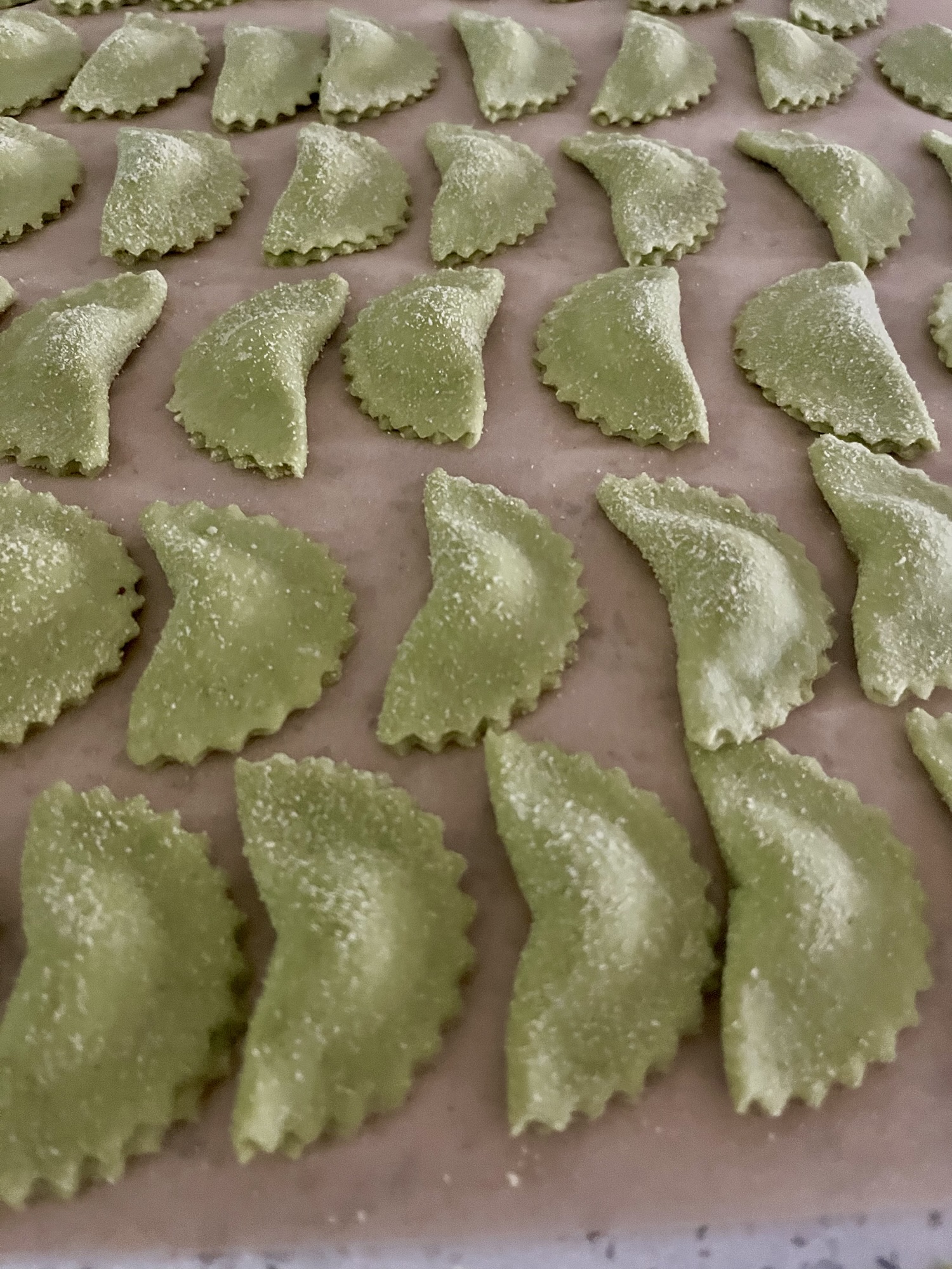 Green Arugula Pierogi with Garlic Potato Filling